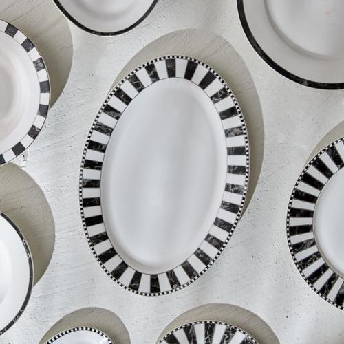 Damalı Büyük Kayık Tabak 35 cm