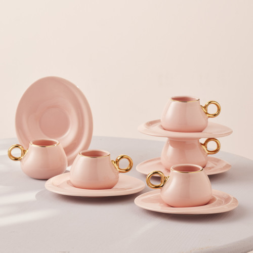 Krema Pembe 6 Kişilik Kahve Fincan Takımı 90 ml
