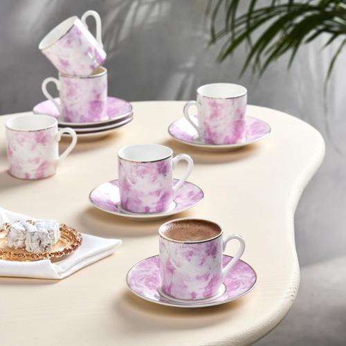 Kuvars 6 Kişilik Kahve Fincanı Pembe 80 Ml