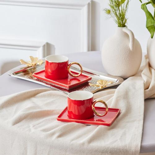 Soho Kırmızı 2 Kişilik Kahve Fincan Takımı 80 Ml