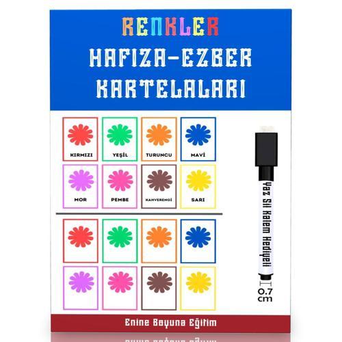 Renkler Hafıza Ezber Kartları (Türkçe-İngilizce) - Enine Boyuna Eğitim