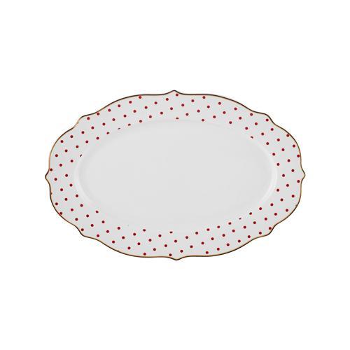 New Romantic Puantiyeli Kayık Tabak 30 cm Kırmızı