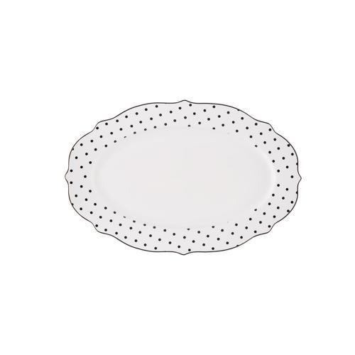 New Romantic Puantiyeli Kayık Tabak 30 cm Siyah