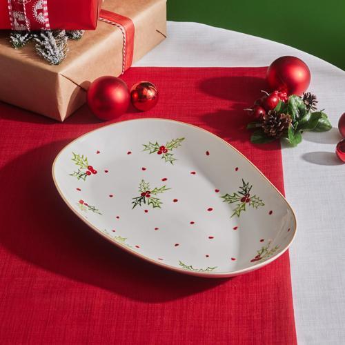New Year Yılbaşı Kokina Oval Kayık Tabak 33 Cm