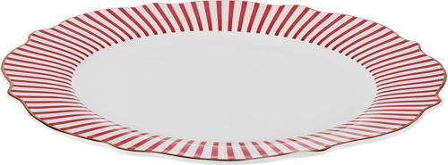 New Romantic İnce Çizgili Pasta Tabağı 21 Cm Kırmızı