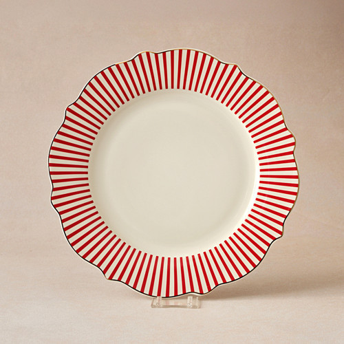 New Romantic İnce Çizgili Pasta Tabağı 21 cm Kırmızı