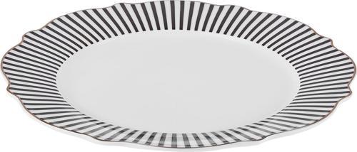 New Romantic İnce Çizgili Pasta Tabağı 21 Cm Siyah