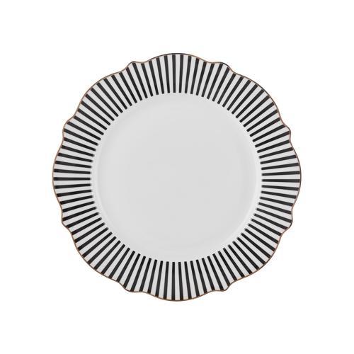 New Romantic İnce Çizgili Pasta Tabağı 21 cm Siyah