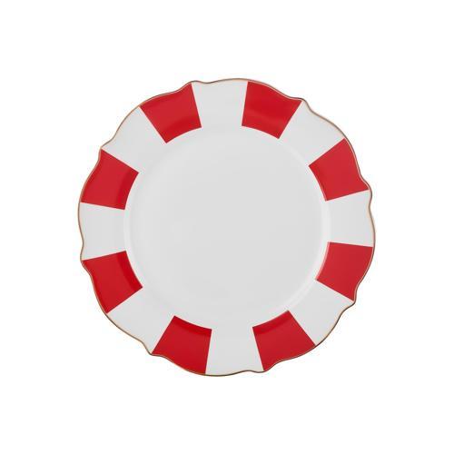 New Romantic Kalın Çizgili Pasta Tabağı 21 cm Kırmızı