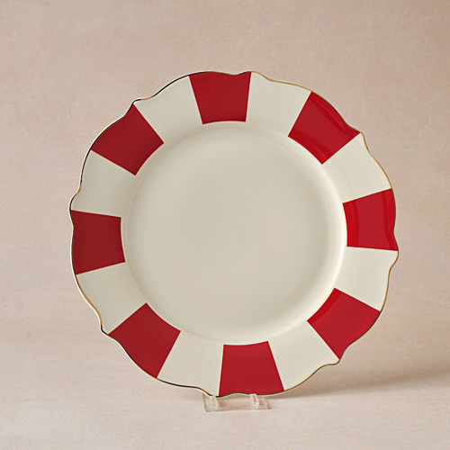 New Romantic Kalın Çizgili Pasta Tabağı 21 cm Kırmızı