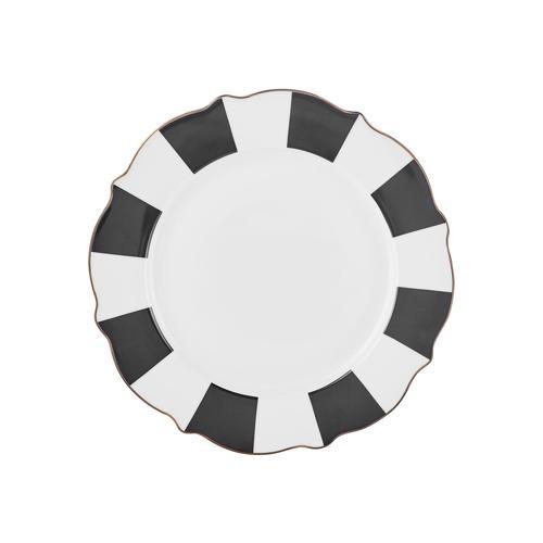 New Romantic Kalın Çizgili Pasta Tabağı 21 cm Siyah
