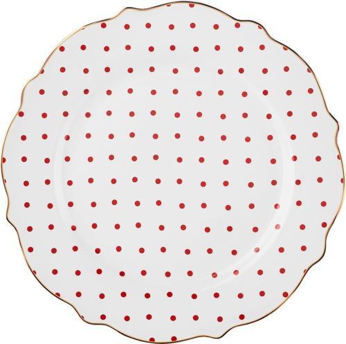 New Romantic Puantiyeli Pasta Tabağı 21 Cm Kırmızı