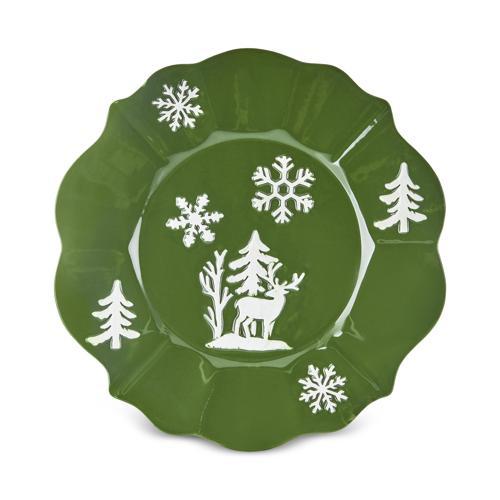 New Year Yılbaşı Snowy Pasta Tabağı 24 Cm Yeşil