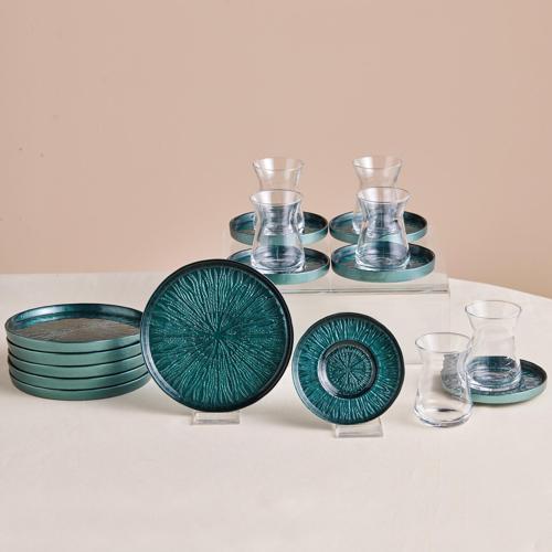 Teo Yeşil 18 Parça Pasta Tatlı ve Çay İkram Seti