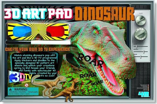 3D Art Pad Dınosaur / 3D Dinozor Gözlüklü Kitap Poster Boyama