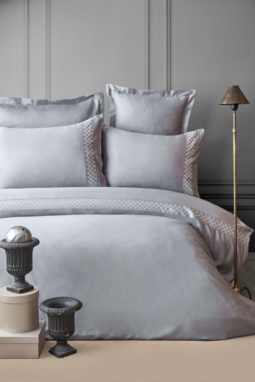 AP KING SIZE NAKISLI BAMBU NEVRESIM TAKIMI HERA GRAY - NEVRESIM