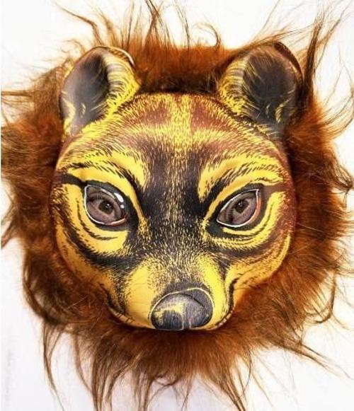 Kahverengi Saçlı Kaplan Aslan Leopar Maskesi Mega Peluş 32 No