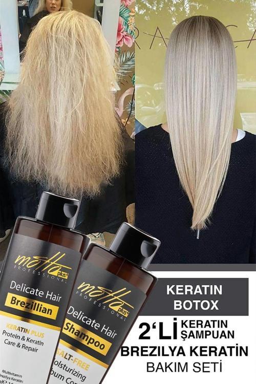 2'Li Brezilya Fönü Şampuan Keratin Düzleştirici Bakım Seti (400Ml Şampuan 400Ml Keratin)