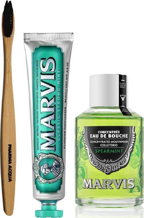 Bambu Diş Fırçası Marvis Classic Strong Mint Diş Macunu 85 Ml Spearmint Ağız Gargar