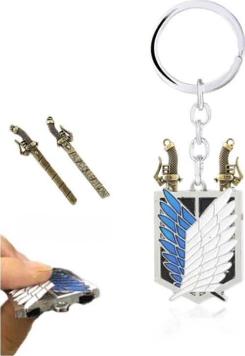 Mavi Attack On Titan Anime Sökülebilir Kılıç Anahtarlık