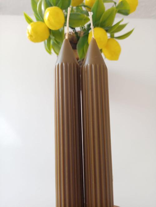 2'li Kahverengi Şamdan Mumu 1. Kalite Doğal Kokulu Uzun Çubuk Konik Mum