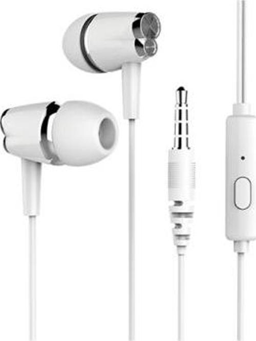 K17 1.20mt 3.5mm AUX Kablolu Mikrofonlu Kulakiçi Kulaklık - Beyaz
