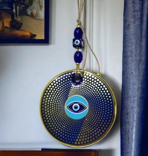 Yaldızlı Nazar Boncuklu Duvar Süsü Gözlü Duvar Dekoru