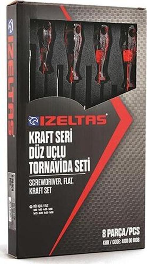 4100008108 Kraft Düz Tornavida Seti 8 Parça