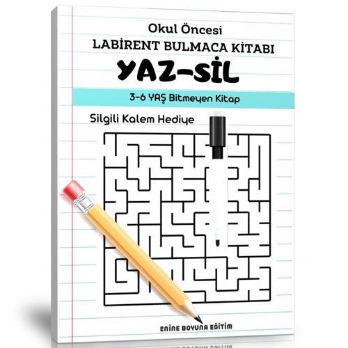 Okul Öncesi Labirent Yaz-Sil Kitabı - Enine Boyuna Eğitim