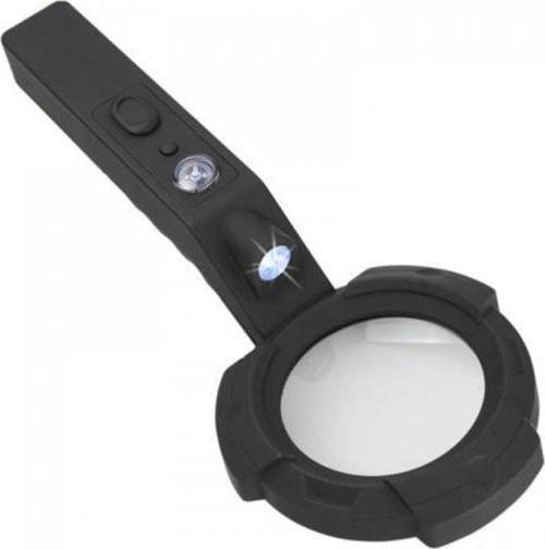 4X El Büyüteç 7 Led Aydınlatma Açık Işlevli Pusula Uv Led