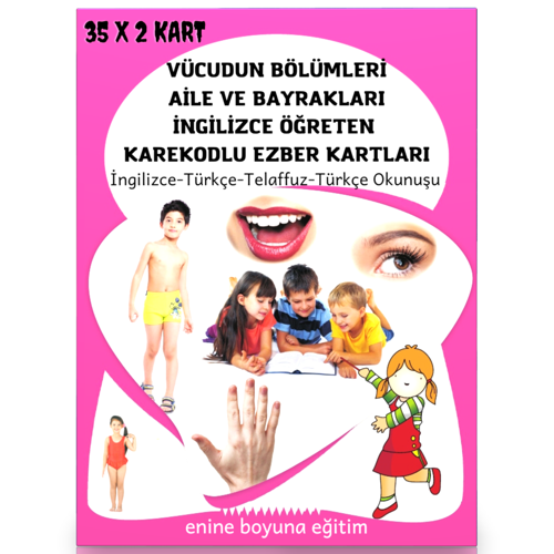 İngilizce Vücudun Bölümleri Ezber Kartları - Enine Boyuna Eğitim
