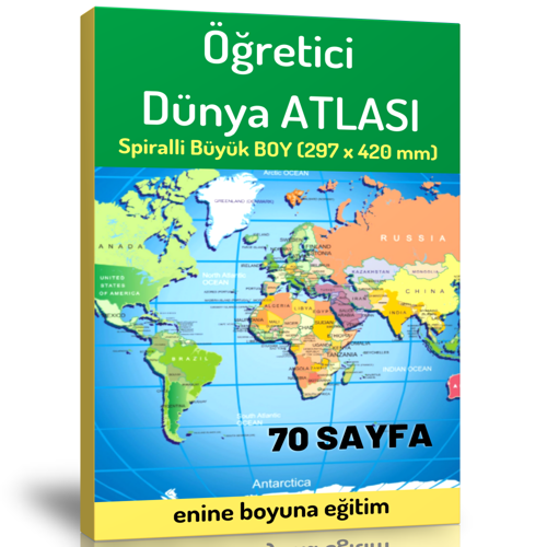 Öğretici Büyük Boy Dünya Atlası (70 Seçilmiş Harita) - Enine Boyuna Eğitim