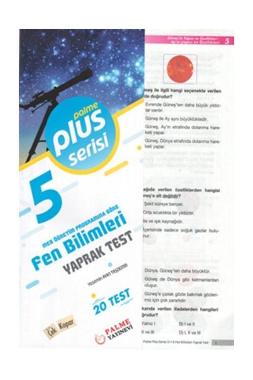 5. Sınıf Fen Bilimleri Yaprak Test (20 Test ) - Palme Yayınları