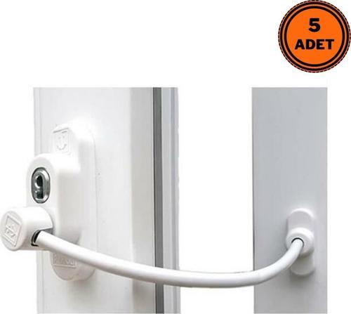 5 Adet Penkid Çelik Halatlı Pvc Pencere Çocuk Emniyet Kilidi Beyaz