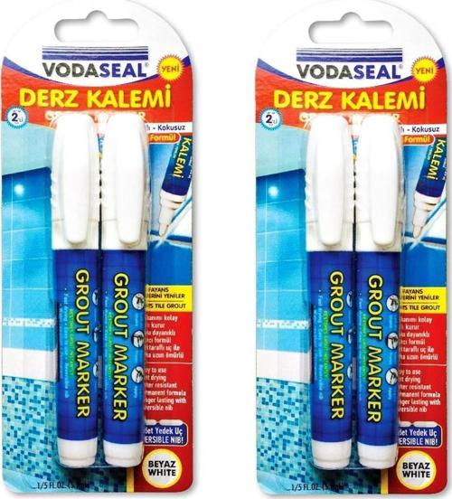 Fayans Derz Kalemi Beyaz 4 lü Set + 4 Adet Yedek Uç