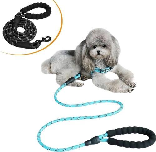Reflektörlü Fosforlu Köpek Gezdirme Halatı Tasma Kayışı Metal Kancalı 130 cm