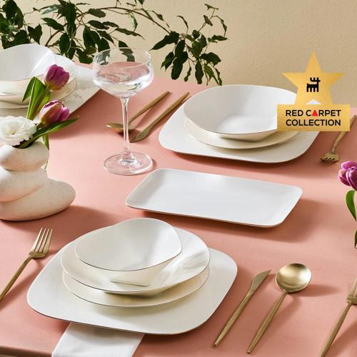 Red Carpet Collection Stream Bone Curve Corner 53 Parça 12 Kişilik Yemek Takımı Gold