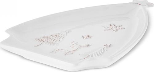 New Year Yılbaşı Snowy Servis Tabağı 25 Cm Beyaz