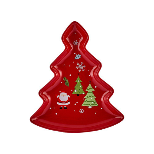 New Year Yılbaşı 24 Golden Line Çam Ağacı Çerezlik 21 cm Kırmızı