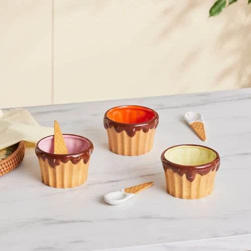 Cherry On Top 3'lü Kaşıklı Dondurma Kasesi