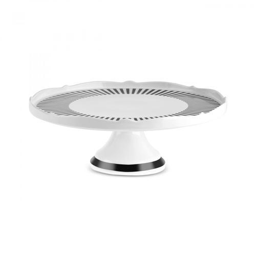 New Romantic İnce Çizgili Kek Standı 30 Cm Siyah