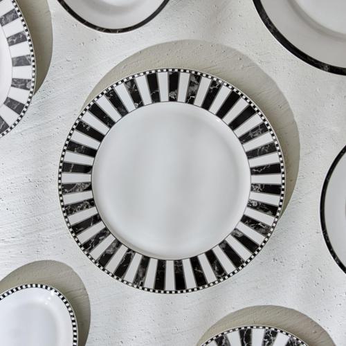 Damalı Porselen Servis Tabağı 27 Cm