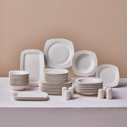 Square Bone Salen 57 Parça Yemek Takımı