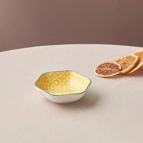 Floral Sarı Hexagon Çerezlik 10 cm