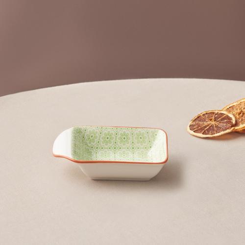 Floral Yeşil Rectangle Çerezlik/Sosluk 10 cm