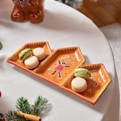 New Year Yılbaşı Gingerbread Triplate Servis Tabağı
