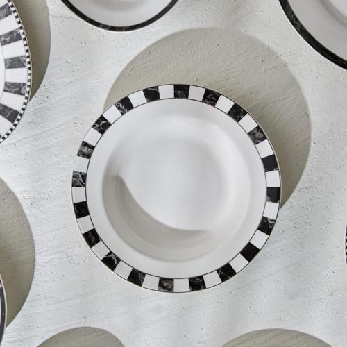 Damalı Porselen Çukur Tabak 22 cm