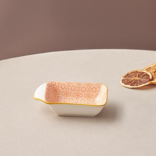 Floral Turuncu Rectangle Çerezlik/Sosluk 10 cm