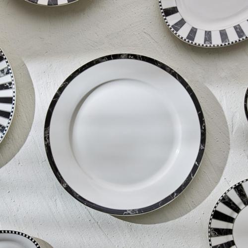 Damalı Çizgi Porselen Servis Tabağı 27 cm