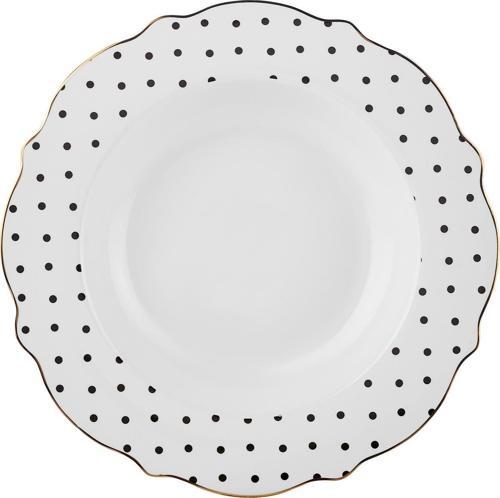 New Romantic Puantiyeli Çukur Tabak 24 Cm Siyah